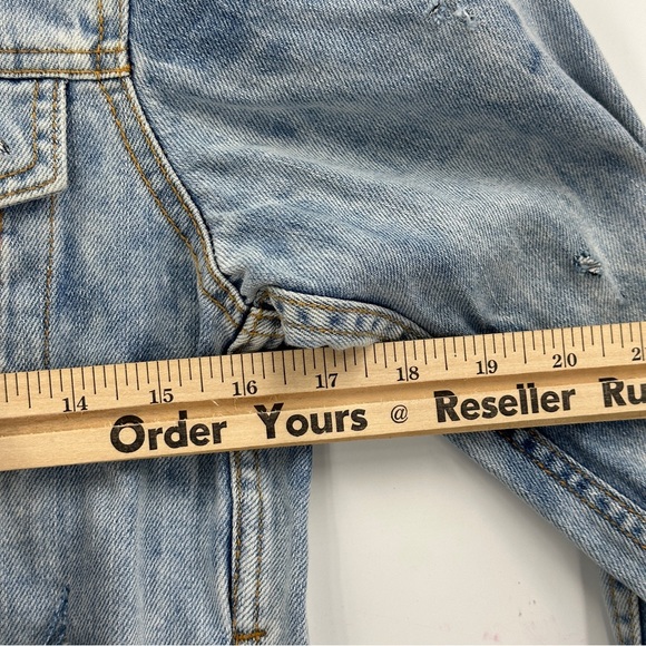 Zara Man Denim Collection Distressed Ripped Denim Jacket Open Holes - Picture 5 of 9